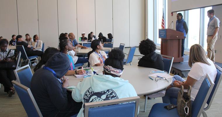 BPS students at an Early College orientation at UMass Boston last fall. 