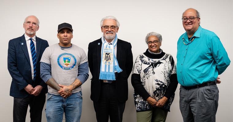 Cedric Woods, Elizabeth Solomon, Chancellor Marcelo Suárez-Orozco, Faries Gray, and Provost Joseph Berger 